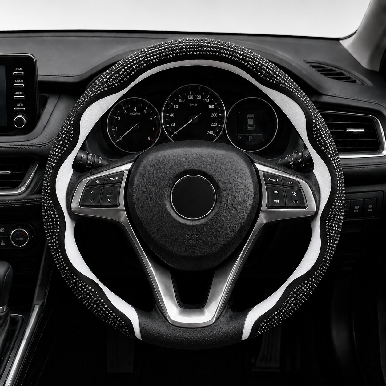5D Steering Wheel Cover - All Black Glitter