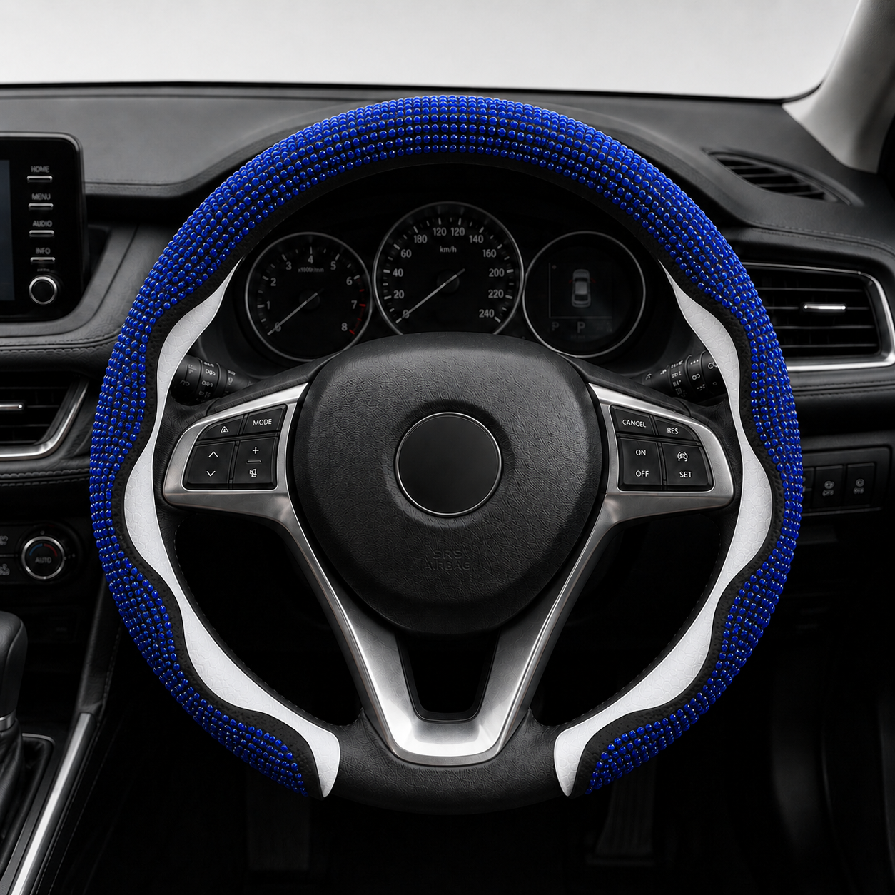 5D Glitter Steering Wheel Cover - Blue