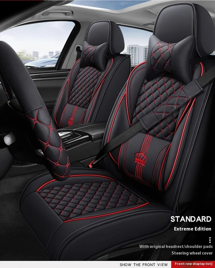 Crown Leather Car seat cover in tiny Red and black colour