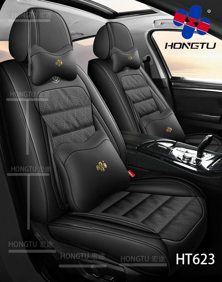 Luxury All Black Leather Car Seat Cover