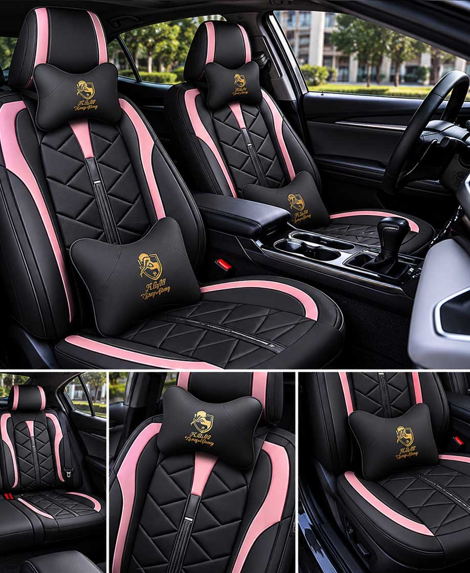 Leather Pink and Black car seat cover