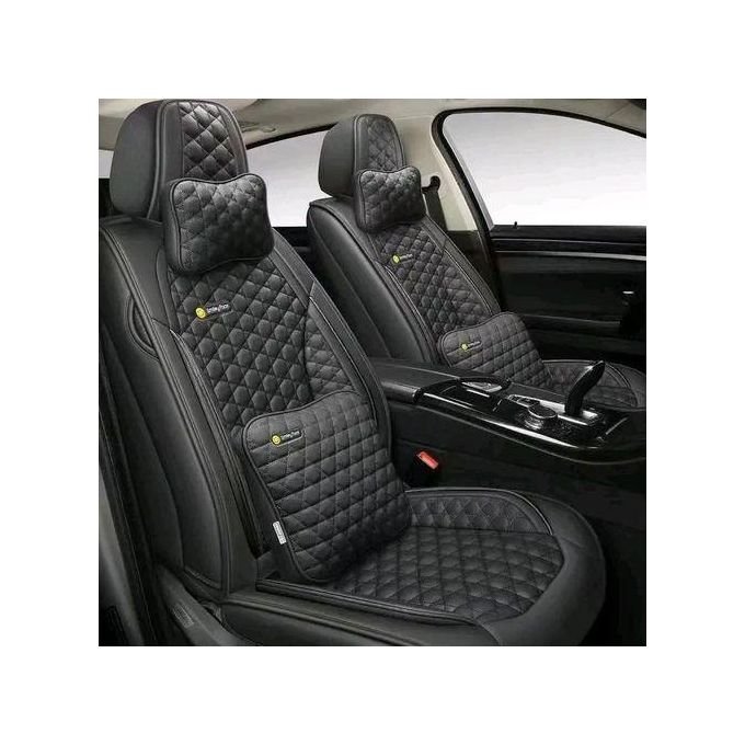 Smiley Face All Black Leather Seat Cover