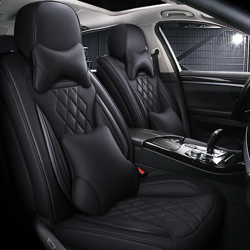 All Black Leather Car Seat Cover