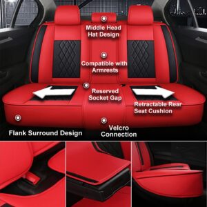 Universal Pure Leather Tmax Red and Black Car Seat Cover