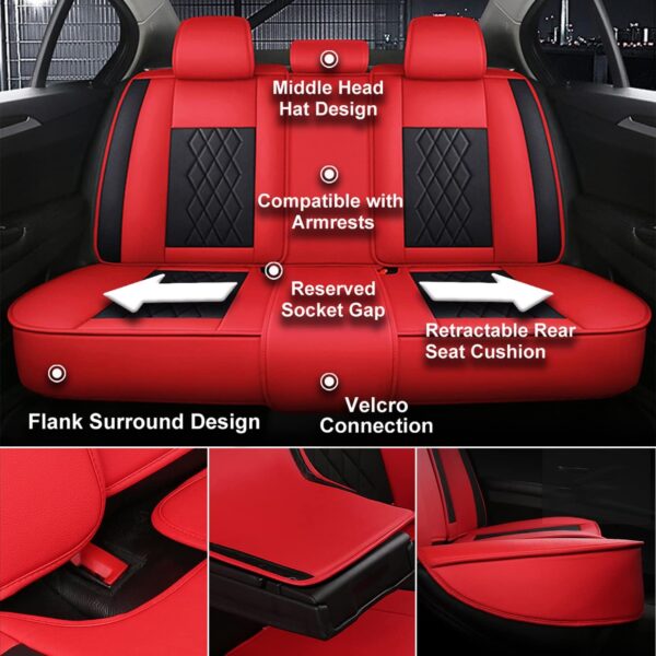 Universal Pure Leather Tmax Red and Black Car Seat Cover