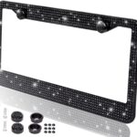 Carfanzy Shiny Bling Rhinestone License Plate Cover Frame