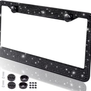 Carfanzy Shiny Bling Rhinestone License Plate Cover Frame