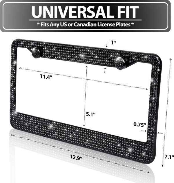 Carfanzy Shiny Bling Rhinestone License Plate Cover Frame