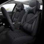 Crown Leather Car Seat Cover – Pure Black