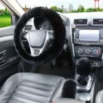 3pcs Wool Fur Soft Furry Steering Covers - Black Steering cover