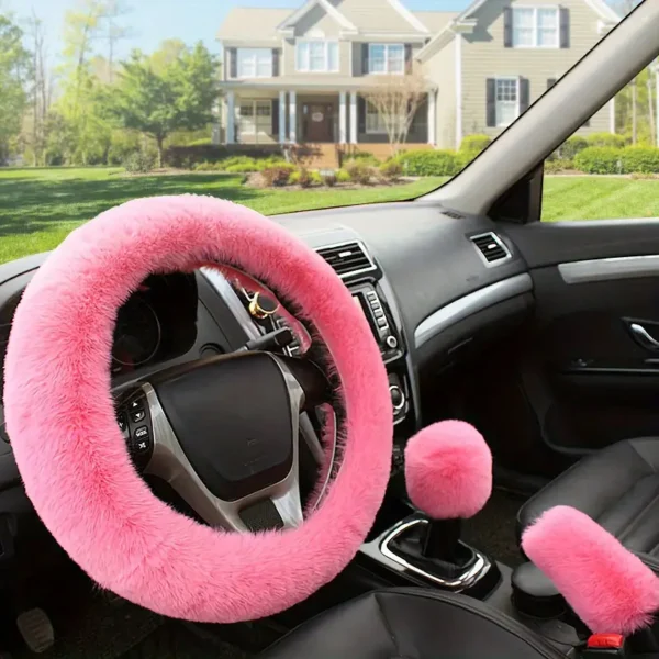 3pcs Wool Fur Soft Furry Steering Covers